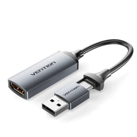 Conversor HDMI 4K 60Hz Vention ACWHA/ HDMI Hembra / USB Macho - USB Tipo-C Macho/ 480Mbps/ 10cm/ Preto