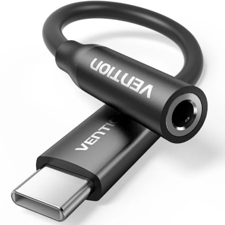 Adaptador Audio Vention BIIBA/ Jack 3.5 Hembra - USB Tipo-C Macho/ 10cm/ Preto