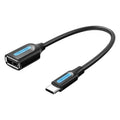 Cable USB 2.0 Tipo-C Vention CCSBB/ USB Tipo-C Macho - USB Hembra/ 15cm/ 480Mbps/ Preto