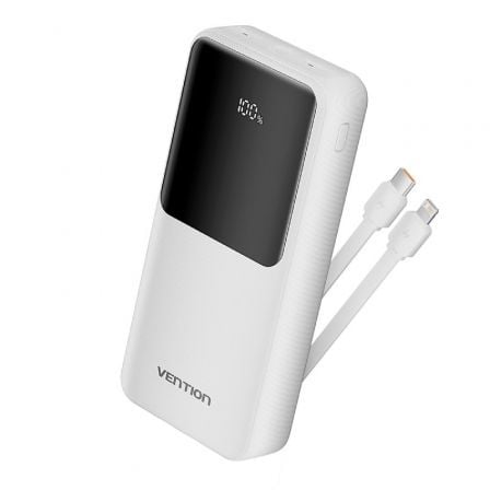 Powerbank 20000mAh Vention FHPW0/ 22.5W/ Branca/ Incluye Cable USB Tipo-C y Lightning