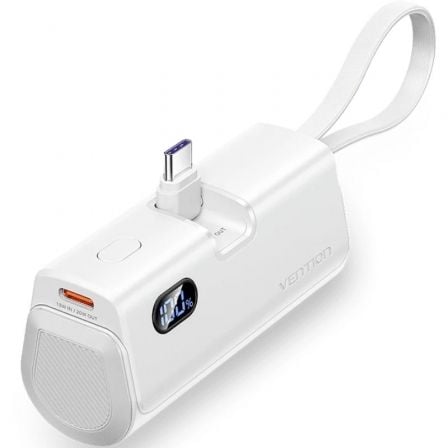 Powerbank 4800mAh Vention FHQW0/ 22.5W/ Branca/ Incluye Cable USB Tipo-C y Lightning