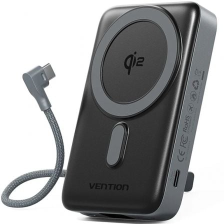 Powerbank 10000mAh Vention FKHH0/ 35W/ Wireless/ Gris/ Incluye Cable USB Tipo-C