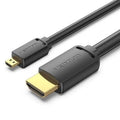 Cable Micro HDMI 2.0 4K Vention AGIBH/ HDMI Macho - Micro HDMI Macho/ 2m/ Preto