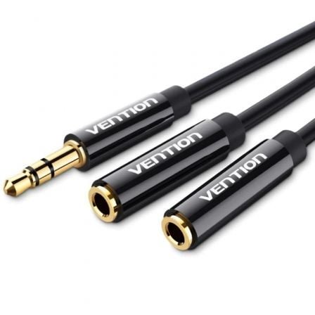 Cable Estéreo Vention BBSBY/ Jack 3.5 Macho - 2x Jack 3.5 Hembra/ 30cm/ Preto