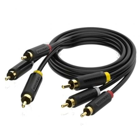 Cable Estéreo Vention BCABH/ 3x RCA Macho - 3x RCA Macho/ 2m/ Preto