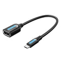 Cable USB 2.0 Vention CCUBB/ MicroUSB Macho - USB Hembra/ 480Mbps/ 15cm/ Preto