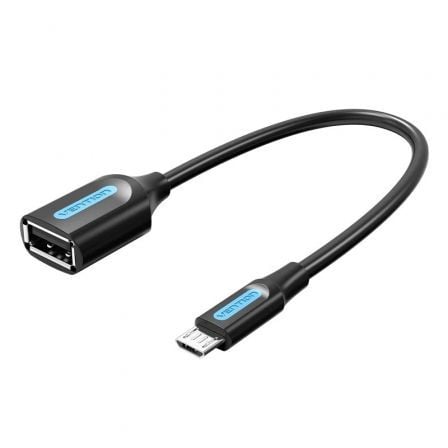 Cable USB 2.0 Vention CCUBB/ MicroUSB Macho - USB Hembra/ 480Mbps/ 15cm/ Preto