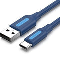 Cable USB 2.0 Tipo-C Vention COKLF/ USB Tipo-C Macho - USB Macho/ 480Mbps/ 1m/ Azul