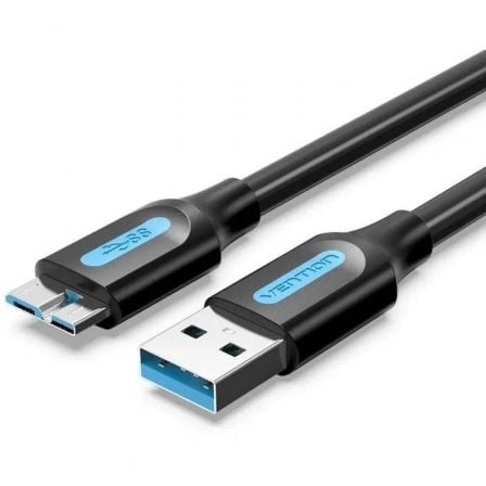 Cable USB 3.0 Vention COPBD/ USB Macho - MicroUSB Macho/ Hasta 10W/ 5Gbps/ 50cm/ Preto