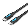 Cable USB 2.0 Tipo-C Vention COVBH/ USB Tipo-C Macho - MicroUSB Macho/ 480Mbps/ 2m/ Preto