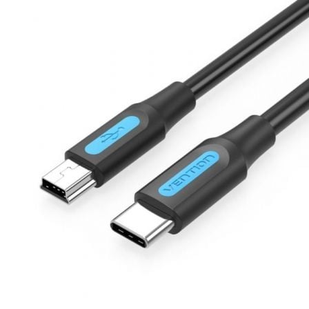 Cable USB 2.0 Tipo-C Vention COWBF/ USB Tipo-C Macho - MiniUSB Macho/ 480Mbps/ 1m/ Preto