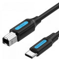 Cable USB 2.0 Impressora Vention CQUBF/ USB Tipo-B Macho - USB Tipo-C Macho/ 480Mbps/ 1m/ Preto