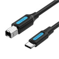 Cable USB 2.0 Tipo-C Vention CQUBH/ USB Tipo-B Macho - USB Tipo-C Macho/ 480Mbps/ 2m/ Preto