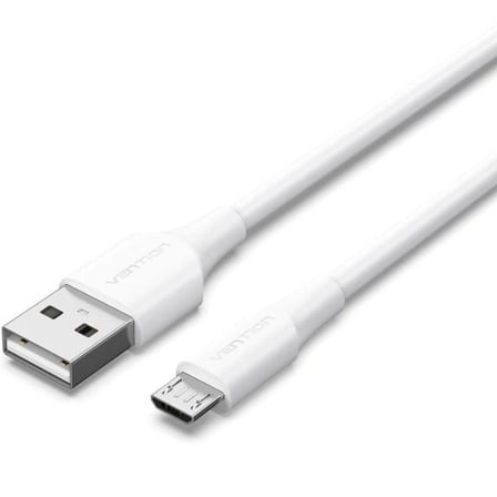 Cable USB 2.0 Vention CTIWF/ USB Macho - MicroUSB Macho/ Hasta 60W/ 480Mbps/ 1m/ Branco