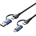 Cable USB 2.0 Tipo-C Vention CTLLF/ USB Tipo-C Macho - USB Macho/ MicroUSB Macho - USB Tipo-C Macho/ Hasta 100W/ 480Mbps/ 1m/ Preto y Azul