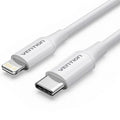 Cable USB 2.0 Tipo-C Lightning Vention LAJWF/ USB Tipo-C Macho - Lightning Macho/ Hasta 27W/ 480Mbps/ 1m/ Branco