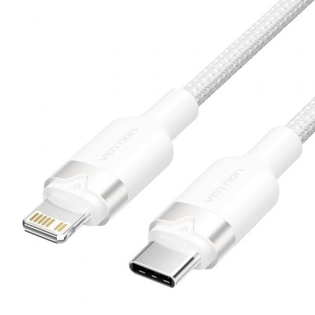 Cable USB Tipo-C Lightning Vention LALWF/ USB Tipo-C Macho - Lightning Macho/ 27W/ 480Mbps/ 1m/ Branco