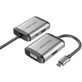 Conversor Vention TFAHB/ 1xUSB/ 1xHDMI/ 1xVGA/ 1xUSB Tipo-C PD/ Gris