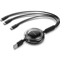 Cable USB Retráctil Vention TRJBBE/ USB Macho - Lightning/ 2xUSB Tipo-C/ Hasta 17.5W/ 10Gbps/ 1.1m/ Preto