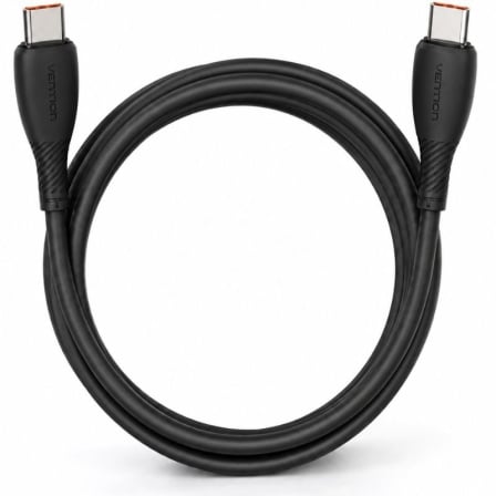 Cable USB 2.0 Tipo-C Vention TRWBH/ USB Tipo-C Macho - USB Tipo-C Macho/ Hasta 100W/ 480Mbps/ 2m/ Preto