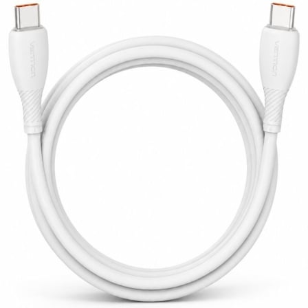 Cable USB 2.0 Tipo-C Vention TRWWF/ USB Tipo-C Macho - USB Tipo-C Macho/ Hasta 100W/ 480Mbps/ 1m/ Branco