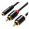 Cable Estéreo Vention VAB-R01-B100/ Jack 3.5 Hembra - 2x RCA Macho/ 1m/ Preto