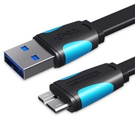 Cable USB 3.0 Vention VAS-A12-B025/ MicroUSB Macho - USB Macho/ 10W/ 5Gbps/ 25cm/ Azul y Preto