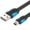 Cable USB 2.0 Vention VAS-A14-B050/ MiniUSB Macho - USB Macho/ 480Mbps/ 50cm/ Azul y Preto