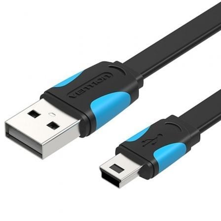 Cable USB 2.0 Vention VAS-A14-B050/ MiniUSB Macho - USB Macho/ 480Mbps/ 50cm/ Azul y Preto