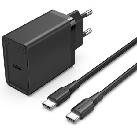 Carregador de Pared Vention FAHBF-EU/ 1xUSB Tipo-C + 2x Cable USB Tipo-C/ 25W