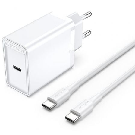 Carregador de Pared Vention FAHWF-EU/ 1xUSB Tipo-C + 2x Cable USB Tipo-C/ 25W