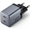 Carregador de Pared GaN Vention FCDH0-EU/ 2xUSB Tipo-C/ 45W