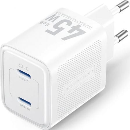Carregador de Pared GaN Vention FEFW0-EU/ 2xUSB Tipo-C/ 45W