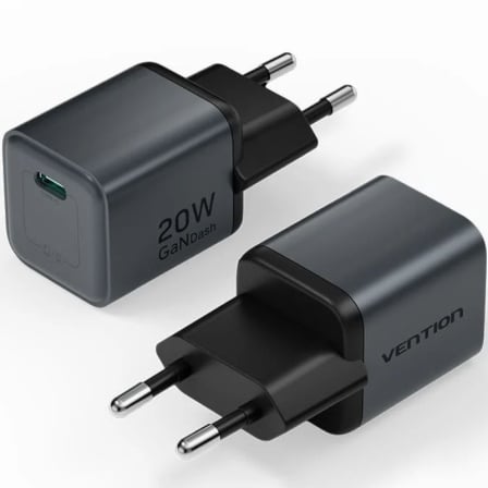 Carregador de Pared GaN Vention FEVH0-EU/ 1xUSB Tipo-C/ 20W