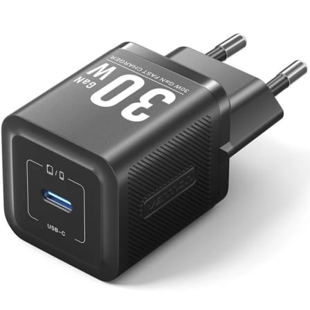 Carregador de Pared GaN Vention FEZB0-EU/ 1xUSB Tipo-C/ 30W