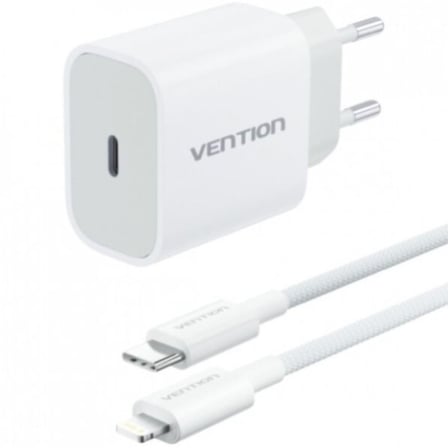 Carregador de Pared Vention G17W0-EU/ 1xUSB Tipo-C + Cable Lightning/ 20W
