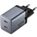 Carregador de Pared GaN Vention TZ-FCDH0-EU/ 2xUSB Tipo-C + Cable USB Tipo-C/ 45W