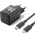 Carregador de Pared GaN Vention TZ-FEPB0-EU-02/ 1xUSB Tipo-C + Cable Lightning/ 20W